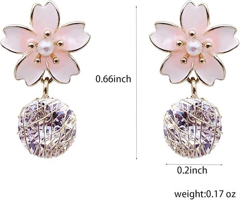Cherry Blossom Earrings for Women Crystal Cherry Blossom Stud Earrings in Kuwait