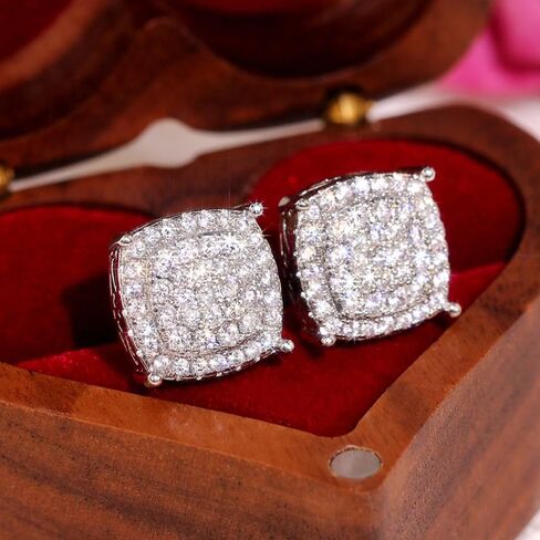 Cushion Shaped Cubic Zirconia Stud Earrings for Women in Saudi Arabia
