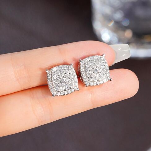 Cushion Shaped Cubic Zirconia Stud Earrings for Women in Saudi Arabia