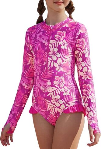 GRACE KARIN Girls One Piece Swimsuits Long Sleeve Bathing Suits Swimwear 5-14Y in Kuwait