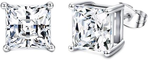14K White Gold Plated 20G Sterling Silver Stud Earrings for Women Men Cubic Zirconia Stud Earrings Excellent Cut Simulated Diamond Stud Earrings for Sensitive Ears in Saudi Arabia