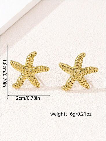 OYOANGLE Women's Gold Plated Starfish Stud Earrings Dainty Lightweight Piercings Stud Hoop Earrings in Saudi Arabia