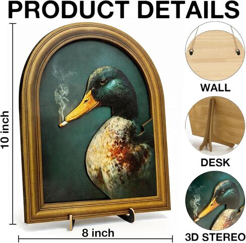3D Funny Mallard Duck Table Decor Sign, Vintage Green Duck Animal Wall Art Sign for Home Farmhouse Bar Desk Wall Shelf Decor 8x10 Inch in Saudi Arabia