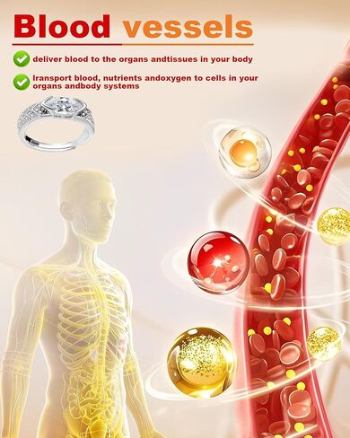Lymphatic Therapy Ring for Women Lymph Detox Drainage Titanium Ion Therapy Ring Acupuncture Unclog Bloodstream Band Adjustable Moissanite R-ing Jewelry Gift for Her in Saudi Arabia