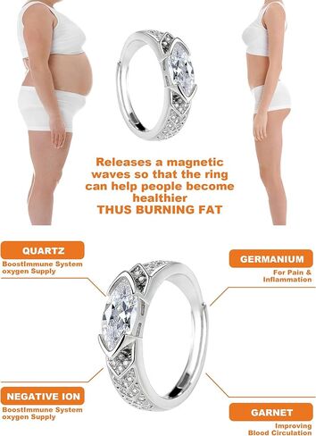 Lymphatic Therapy Ring for Women Lymph Detox Drainage Titanium Ion Therapy Ring Acupuncture Unclog Bloodstream Band Adjustable Moissanite R-ing Jewelry Gift for Her in Saudi Arabia