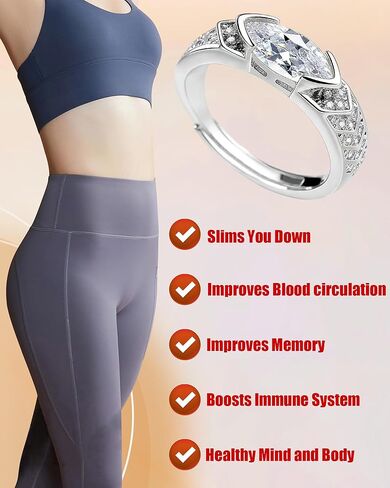 Lymphatic Therapy Ring for Women Lymph Detox Drainage Titanium Ion Therapy Ring Acupuncture Unclog Bloodstream Band Adjustable Moissanite R-ing Jewelry Gift for Her in Saudi Arabia
