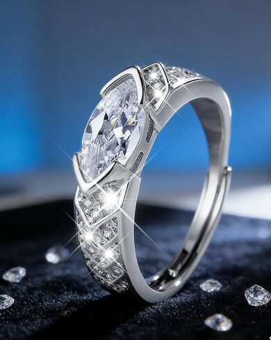Lymphatic Therapy Ring for Women Lymph Detox Drainage Titanium Ion Therapy Ring Acupuncture Unclog Bloodstream Band Adjustable Moissanite R-ing Jewelry Gift for Her in Saudi Arabia
