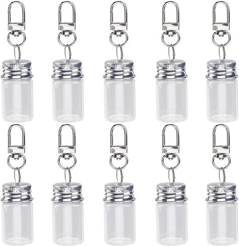 SUNNYCLUE 1 Box 10Pcs Mini Glass Bottles Keychain Message in a Bottle Keychains Bulk Alloy Empty Vials Jars with Platinum Iron Clasps and Cork Key Ring Chains for Crafts Jewelry Making DIY Necklace in Saudi Arabia