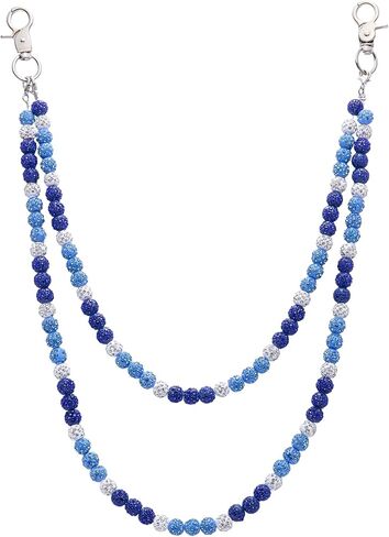 حجر الراين الخرزة الطبقات السراويل سلسلة مع سلاسل مزدوجة قابلة للإزالة حجر الراين الخرز المحفظة سلسلة البيسبول قلادة البوهيمي سباركلي السيراميك الخرز حقيبة سلاسل المفاتيح للرجال النساء in Kuwait