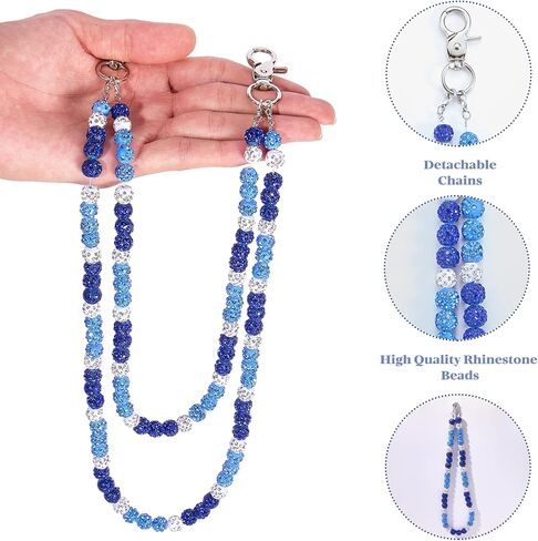 حجر الراين الخرزة الطبقات السراويل سلسلة مع سلاسل مزدوجة قابلة للإزالة حجر الراين الخرز المحفظة سلسلة البيسبول قلادة البوهيمي سباركلي السيراميك الخرز حقيبة سلاسل المفاتيح للرجال النساء in Kuwait
