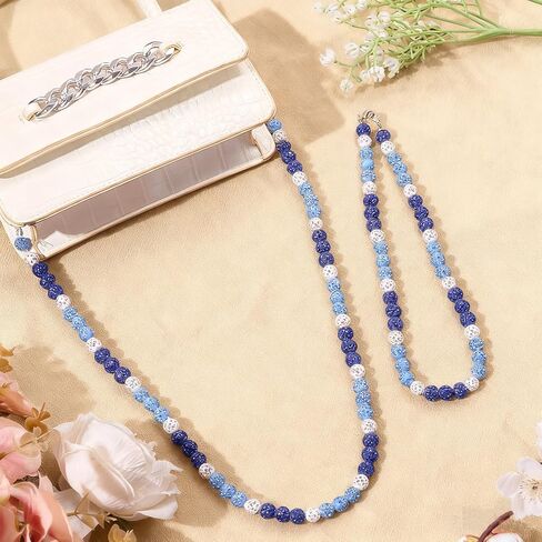 حجر الراين الخرزة الطبقات السراويل سلسلة مع سلاسل مزدوجة قابلة للإزالة حجر الراين الخرز المحفظة سلسلة البيسبول قلادة البوهيمي سباركلي السيراميك الخرز حقيبة سلاسل المفاتيح للرجال النساء in Kuwait