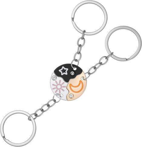 3 Pcs Puzzle Keychains, Sun Moon Star Friendship Trio Puzzle Matching Keychains Backpack Purse Keychain Best Friend Forever Matching Gifts Anniversary Birthday Gifts for Women Men in Kuwait