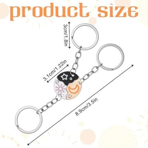 3 Pcs Puzzle Keychains, Sun Moon Star Friendship Trio Puzzle Matching Keychains Backpack Purse Keychain Best Friend Forever Matching Gifts Anniversary Birthday Gifts for Women Men in Kuwait