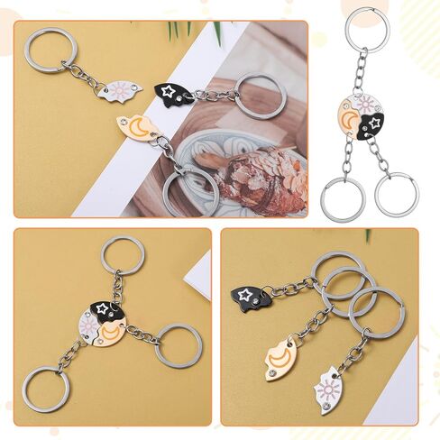 3 Pcs Puzzle Keychains, Sun Moon Star Friendship Trio Puzzle Matching Keychains Backpack Purse Keychain Best Friend Forever Matching Gifts Anniversary Birthday Gifts for Women Men in Kuwait