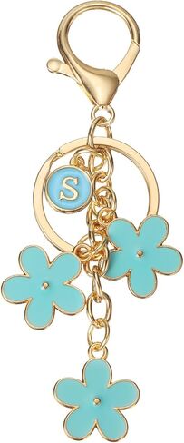 PATIKIL Initial Keychain, Flower Charm Letter Key Chain Cute Floral Charm Letter Keyring in Saudi Arabia