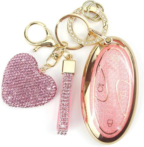 Key Fob Cover with Diamond Keychain Fit for Hyundai Car Key Holder Case Compatible with Hyundai loniq 6 Grandeur GN7 KONA 2023 2024 Smart Remote Key Protector, 5/7 Buttons (Silver-Heart) in Kuwait