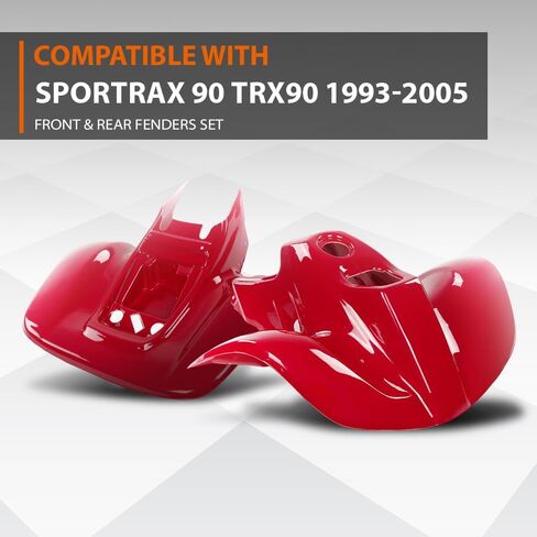 CROSSDESIGN Front and Rear Fenders Set Hood Fender Wing Panel Compatible with Honda Sportrax 90 TRX90 1993-2005 Red in Saudi Arabia