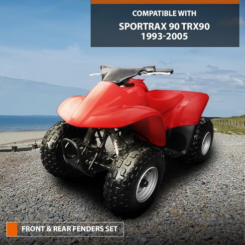 CROSSDESIGN Front and Rear Fenders Set Hood Fender Wing Panel Compatible with Honda Sportrax 90 TRX90 1993-2005 Red in Saudi Arabia