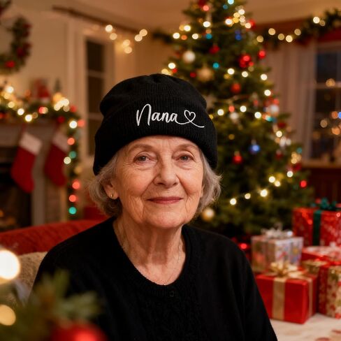 Nana Gifts for Women,Grandma Cuffed Thick Knitted Unisex Winter Hat Beanies Skull Cap Black in Saudi Arabia