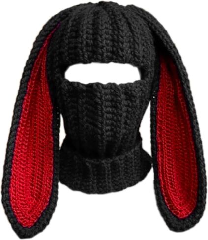 أقنعة الهالوين مع آذان أرنب طويلة - قبعة أذن طويلة من Skullies مضحكة - لون قبعة أرنب 3 in Kuwait