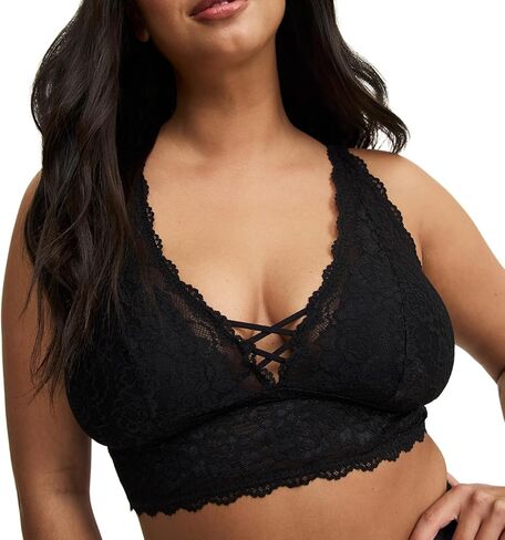 حمالة صدر نسائية من Torrid بمقاس كبير من الدانتيل XO بتصميم متقاطع، أسود غني، 1 in Kuwait