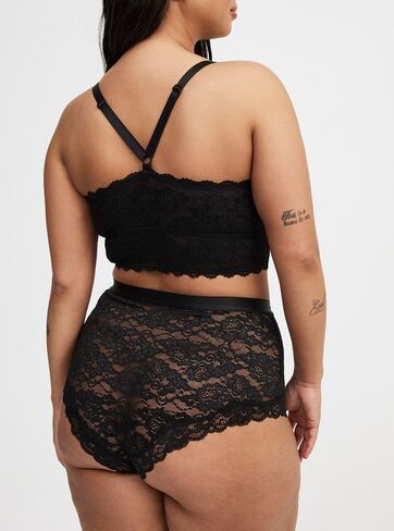 حمالة صدر نسائية من Torrid بمقاس كبير من الدانتيل XO بتصميم متقاطع، أسود غني، 1 in Kuwait