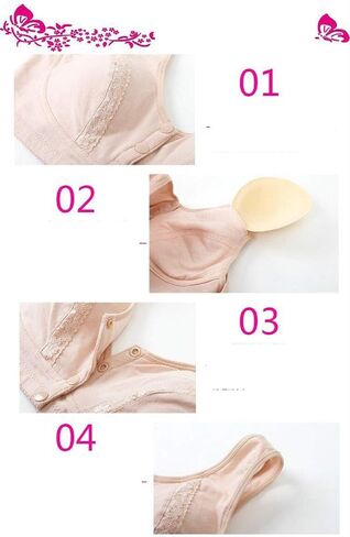 Everyday Cotton Bra - Women's Snap Front Closure Luxury Lace Wireless Comfort Bra with Removable Pad in Kuwait