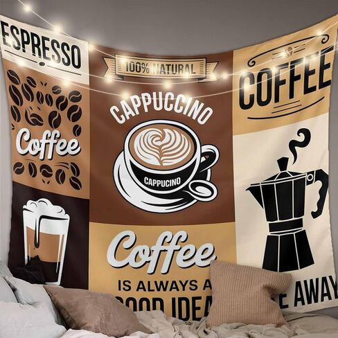 Tapestry Wall Hanging Coffee Beans Cup Tapestries Aesthetic Leisure Espresso Tapestry for Bedroom Living Room College Dorm Art Wall Decor Decorative Backdrop 50x60 Inch in Saudi Arabia