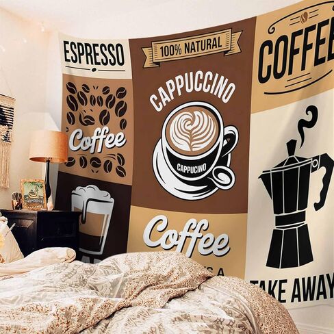 Tapestry Wall Hanging Coffee Beans Cup Tapestries Aesthetic Leisure Espresso Tapestry for Bedroom Living Room College Dorm Art Wall Decor Decorative Backdrop 50x60 Inch in Saudi Arabia
