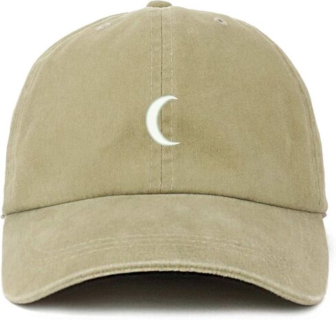 Trendy Apparel Shop XXL Crescent Moon Embroidered Unstructured Washed Pigment Dyed Baseball Cap in Saudi Arabia