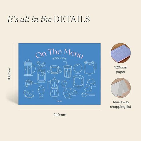 ورقة في القائمة مخطط الوجبات الأسبوعية وقائمة التسوق | صفحة واحدة في الأسبوع | خطط يوميًا للإفطار والغداء والعشاء ولاحظ الحاجة إلى البقالة | تصميم معلق | تمزيق الأوراق الورقية لتسوق البقالة in Kuwait