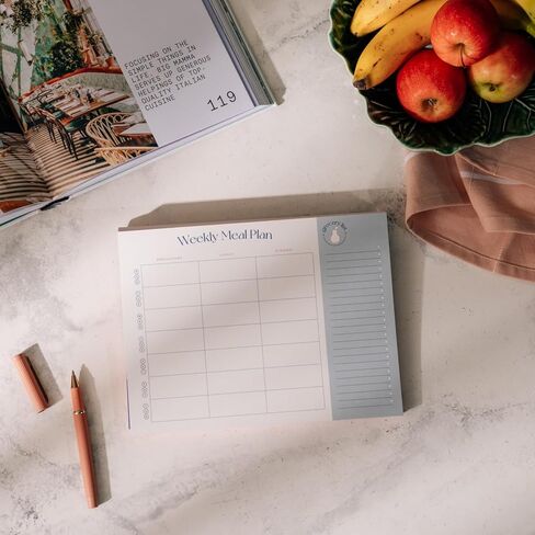 ورقة في القائمة مخطط الوجبات الأسبوعية وقائمة التسوق | صفحة واحدة في الأسبوع | خطط يوميًا للإفطار والغداء والعشاء ولاحظ الحاجة إلى البقالة | تصميم معلق | تمزيق الأوراق الورقية لتسوق البقالة in Kuwait