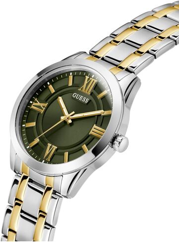 Guess Men's 44mm Watch - Two-Tone Stainless Steel Strap Green Dial Silver Tone Case in Saudi Arabia