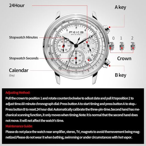 FEICE Men's Bauhaus Wrist Watch with Japanese Quartz Movement Stainless Steel Band Waterproof Chronograph Date Multifuntion Display Classic Watches for Men-FWS303YBG in Kuwait
