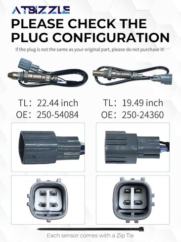 Air Fuel Ratio Sensor O2 Oxygen Sensor 250-54084 250-24360 Upstream and Downstream Fit for Toyota Camry RAV4 Scion tC Lexus ES300h 2.5L L4, 2011 2012 2013 2014 2015 2016 2017 2018, 2 Pcs in Kuwait