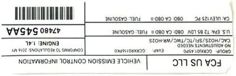 Mopar 47480545AA LABEL VEHICLE EMISSION CONTROL IN in Saudi Arabia