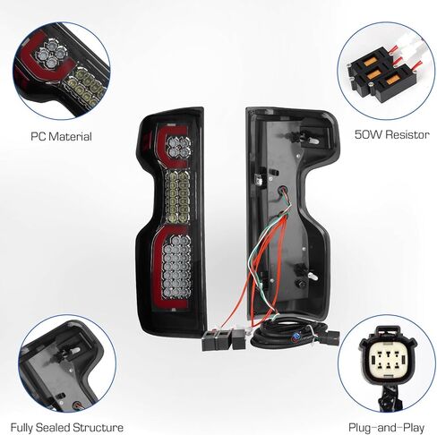 LED Tail Lights Fit for Chevy Silverado 1500 2019-2023,Silverado 2500 HD 3500 HD 2020-2023, Rear Taillight Assembly(Chrome Housing Smoke Lens) in Saudi Arabia