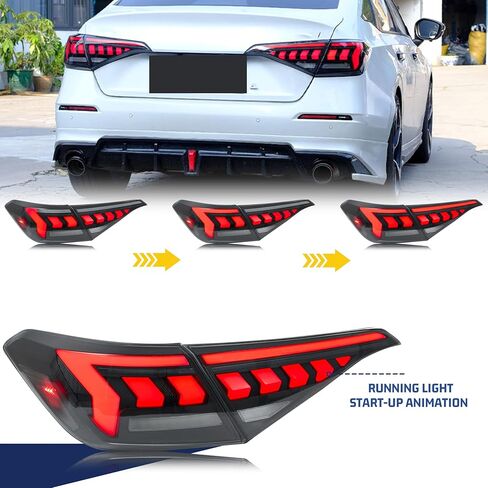 LED Tail Lights Assembly Compatible with Honda Civic 2022-2025 Sedan 11th Gen Start-up Animation Dynamic Turn Signal Rear Lamps Accessory in Saudi Arabia