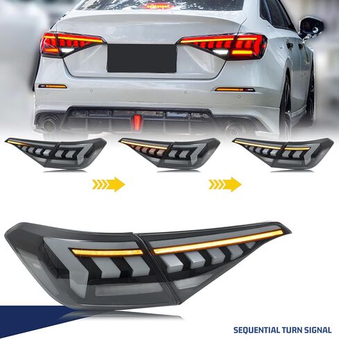 LED Tail Lights Assembly Compatible with Honda Civic 2022-2025 Sedan 11th Gen Start-up Animation Dynamic Turn Signal Rear Lamps Accessory in Saudi Arabia