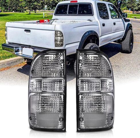 زوج تجميع المصابيح الخلفية مع المصابيح والحزام لـ 2001 2002 2003 2004 Toyota Tacoma OE Factory Style أحمر الذيل الخلفي أضواء الفرامل مصابيح السائق وجانب الركاب، غطاء أحمر عدسة شفافة in Kuwait