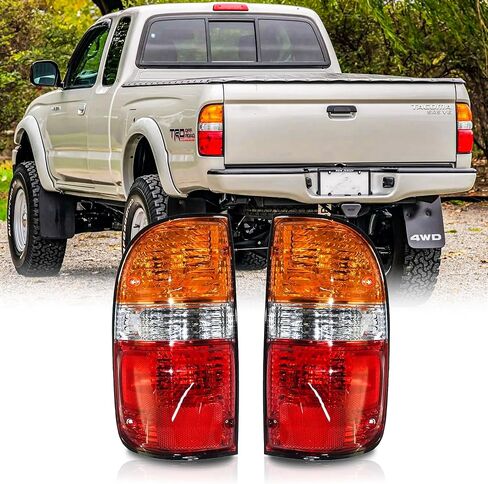 Taillights Assembly Pair with Bulbs & Harness for 2001 2002 2003 2004 Toyota Tacoma OE Factory Style Red Tail Rear Brake Lights Lamps Driver and Passenger Side,Red Housing Clear Lens in Saudi Arabia