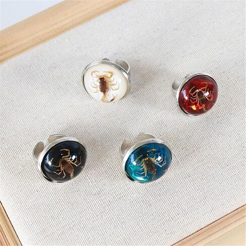 Stylish Round Scorpion Rings Adjsuatble Opening Rings Resin Statement Unique Finger Jewellery Trendy Couple Gift in Saudi Arabia