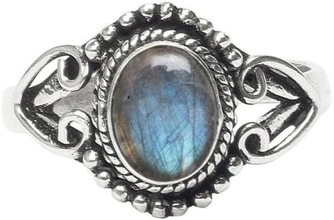 خاتم الأحجار الكريمة، خاتم فضي، خاتم فضي مصنوع يدويًا، مجوهرات بوهيمية، خاتم فضي للنساء والفتيات جميع المقاسات الأمريكية، هدية الذكرى السنوية، هدية لها، هدية عيد الميلاد in Kuwait