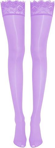 Men’s Sissy Thigh High Stockings Over Knee Oil Shiny Lace Trim Silicone Grip Femboy Crossdresser Socks Female Panties in Kuwait