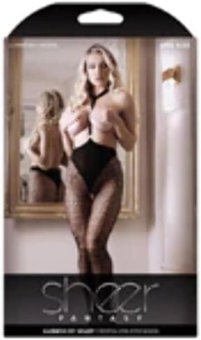 Fantasy Lingerie SheerHarnssHeart CrotchlStckng Blk OS SF970 O/S in Saudi Arabia