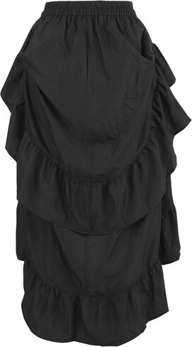 Daisy corsets Women's Black Crepe Hi Low Skirt Drawstring Bustle Western Cowgirl Fashion Costume Halloween in Saudi Arabia