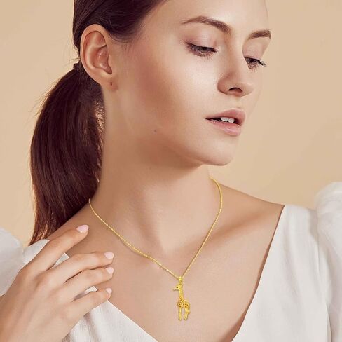 Giraffe Necklace for Women Sterling Silver Giraffe Deer Pretty Pendant Animal Necklace Unique Gift and Souvenir in Kuwait