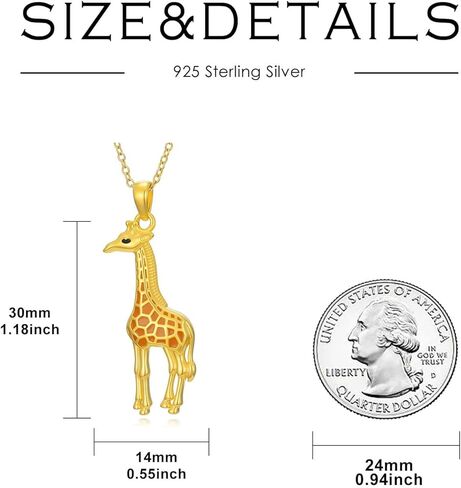 Giraffe Necklace for Women Sterling Silver Giraffe Deer Pretty Pendant Animal Necklace Unique Gift and Souvenir in Kuwait