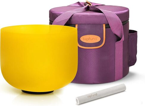 TOPFUND 432Hz Pink Purple F Note Crystal Singing Bowl Heart Chakra 10 Inch with Heavy Duty Carrying Case and Suede Mallet in Kuwait