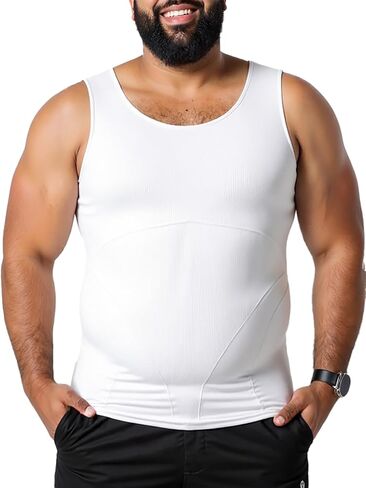 Mens Compression Shirt Sleeveless Slimming Body Shaper Undershirts Tummy Control Workout Tank Top in Kuwait